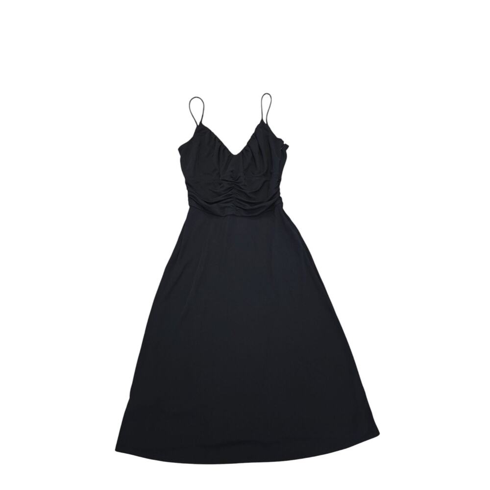 Loft Ann Taylor Black dress women's 2 Babydoll Sleeveless Midi Spaghetti‎ Straps